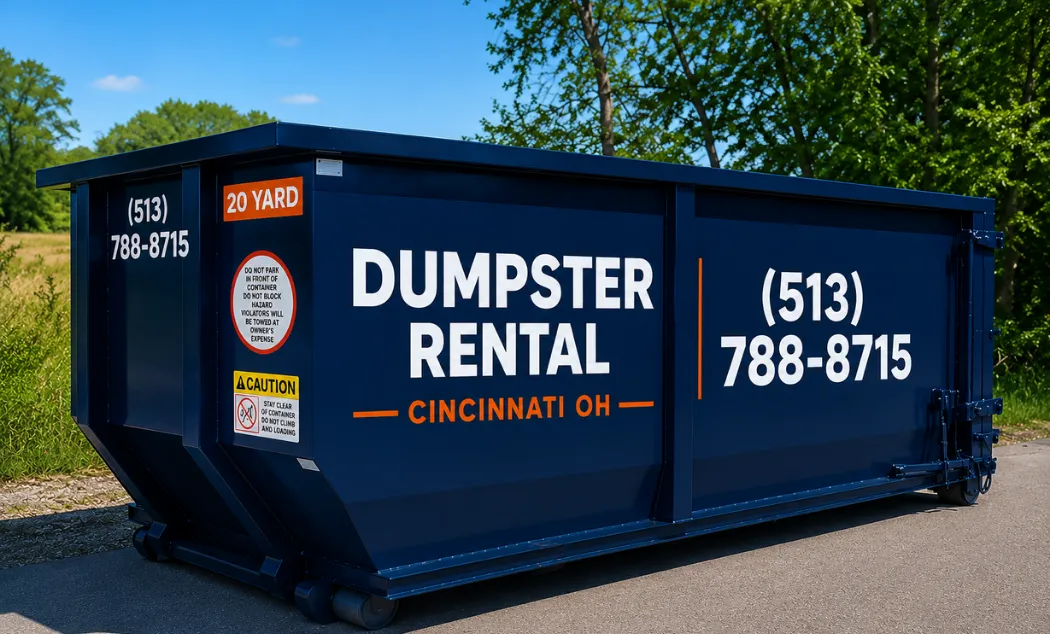 20 yard roll-off dumpster rental delivered in Cincinnati, OH